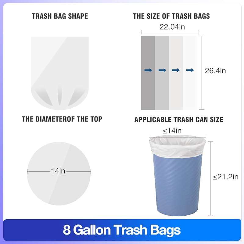 Charmount 8 Gallon Trash Bags, 110 Count Medium Garbage Bags Trash Can Liners for Bathroom Kitchen Office, Clear, Unscented - Image 2