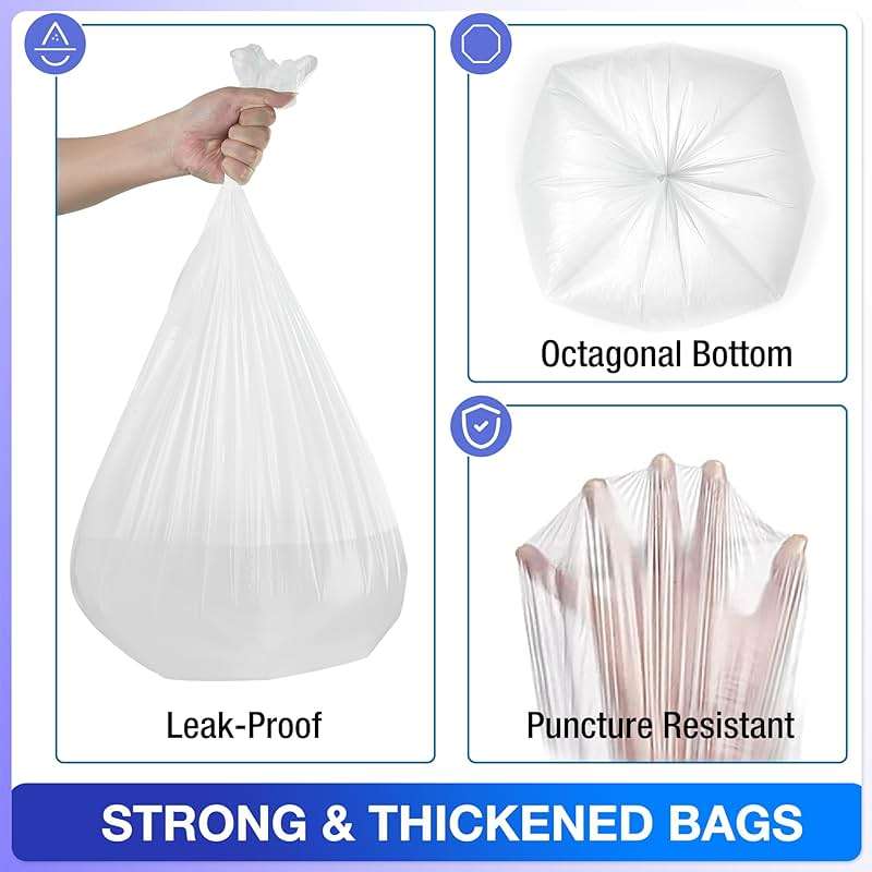 Charmount 8 Gallon Trash Bags, 110 Count Medium Garbage Bags Trash Can Liners for Bathroom Kitchen Office, Clear, Unscented - Image 4