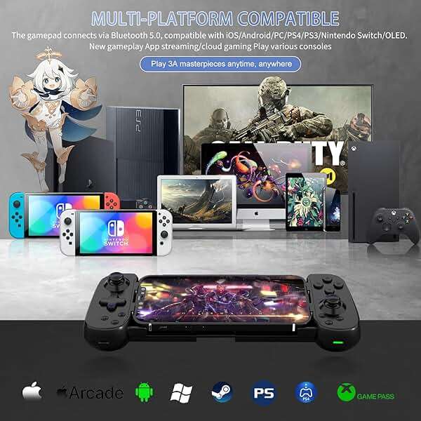 Wireless Controller for iPhone/Android/PC/iPad/Tablet/APPL Arcade MFi Games/Switch/PS4, Support Streaming on PS5/PS4/Xbox/PC Console, Cloud Gaming Gamepad Joystick - Turbo/6-Axis Gyro/Dual Motors - Image 2