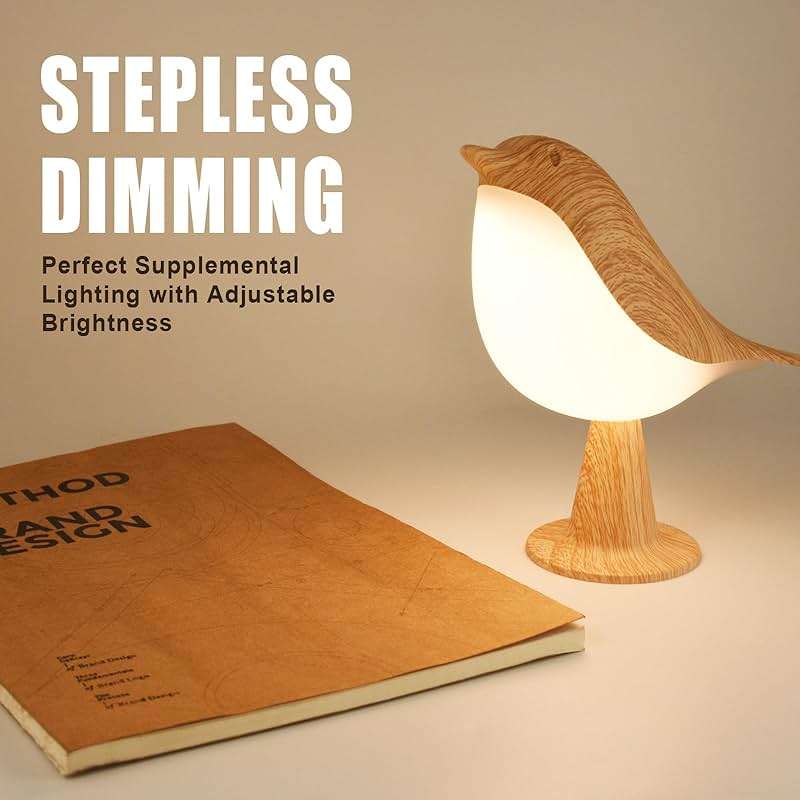 Deogos Small Desk Lamp, Cute Bird Light Cordless Lamp with 3 Color Temperature and Touch Sensor,Kids Night Light with Rechargeable Battery for Bedroom Nightstand Bedside Table Room Decor - Image 3