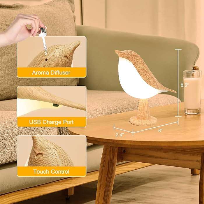 Deogos Small Desk Lamp, Cute Bird Light Cordless Lamp with 3 Color Temperature and Touch Sensor,Kids Night Light with Rechargeable Battery for Bedroom Nightstand Bedside Table Room Decor - Image 7