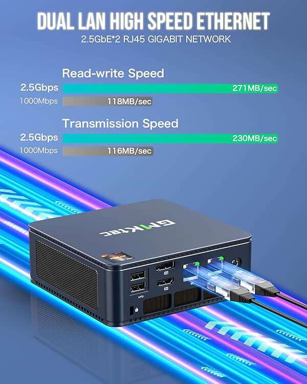 GMKtec M5 Plus Gaming Mini PC Ryzen 7 5825U (Upgraded 7430U), 32GB RAM 1TB SSD Dual NIC LAN 2.5GbE Desktop Computers Office Home, Triple 4K Display, WiFi 6E, USB3.2, USB-C, BT 5.2, DP, HDMI - Image 3