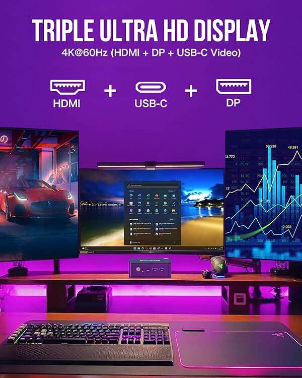 GMKtec M5 Plus Gaming Mini PC Ryzen 7 5825U (Upgraded 7430U), 32GB RAM 1TB SSD Dual NIC LAN 2.5GbE Desktop Computers Office Home, Triple 4K Display, WiFi 6E, USB3.2, USB-C, BT 5.2, DP, HDMI - Image 5