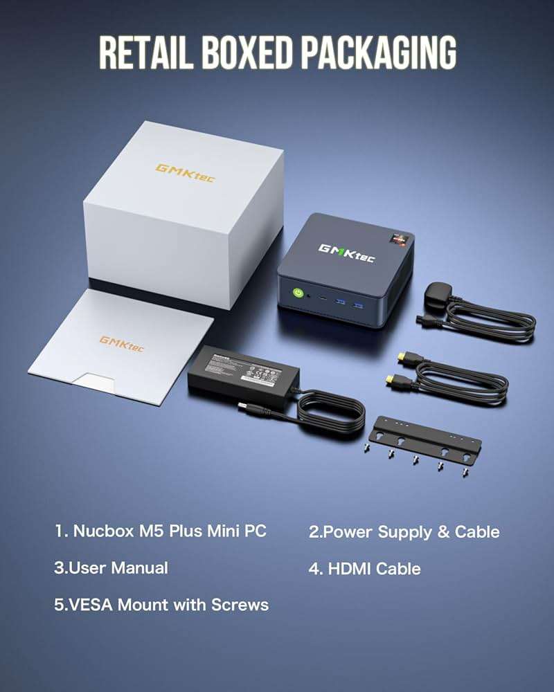 GMKtec M5 Plus Gaming Mini PC Ryzen 7 5825U (Upgraded 7430U), 32GB RAM 1TB SSD Dual NIC LAN 2.5GbE Desktop Computers Office Home, Triple 4K Display, WiFi 6E, USB3.2, USB-C, BT 5.2, DP, HDMI - Image 8