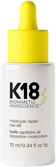 K18 Molecular Repair Hair Oil - Strengthening Peptide Damaged Hair Treatment Oil - 24-Hour Frizz Control + Heat Protectant - Helps Reduce Split Ends + Boost Shine (0.34 Fl oz) - Image 1