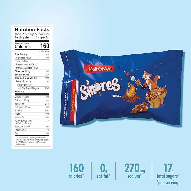 Malt-O-Meal S'mores Breakfast Cereal with Honey Graham Squares, Chocolatey Puffs and Marshmallow Bits, Large Size for Family, 30 oz Bag - Image 2