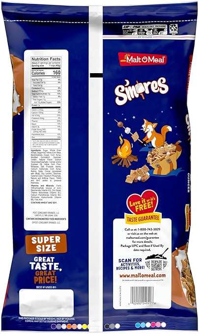 Malt-O-Meal S'mores Breakfast Cereal with Honey Graham Squares, Chocolatey Puffs and Marshmallow Bits, Large Size for Family, 30 oz Bag - Image 8