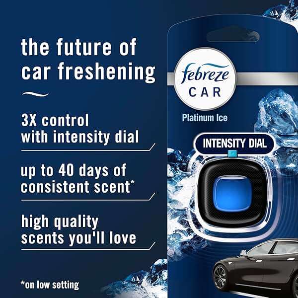 Febreze Car Air Freshener Vent Clip Platinum Ice Scent, .07 oz. Car Vent Clip, Pack of 4 - Image 2
