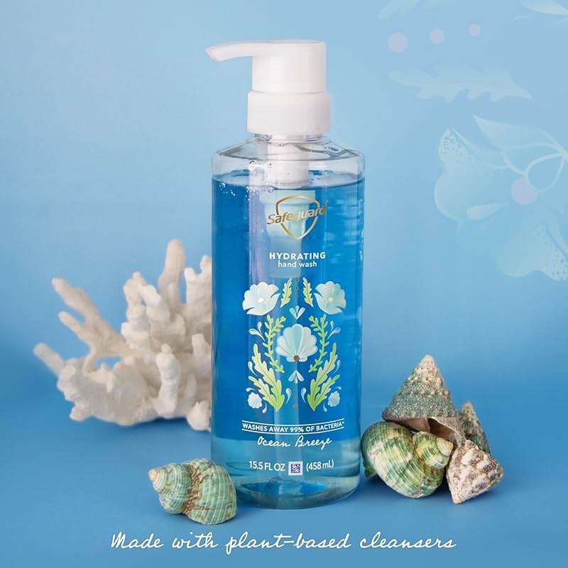 Safeguard Liquid Hand Soap, Micellar Deep Cleansing, Washes Away 99% Bacteria, Made with Natural Moisturizers, Enriched with Skin Conditioners, PH Balanced, Ocean Breeze Scent 15.5 oz (Pack of 4) - Image 3