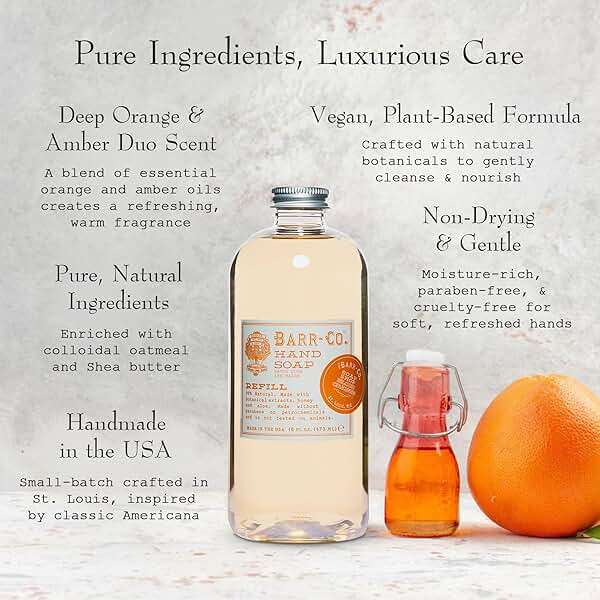 BARR-CO. Hand Soap Refill – Natural Liquid Soap with Essential Oils, Vegan Formula, Blood Orange Amber 16fl oz - Image 2