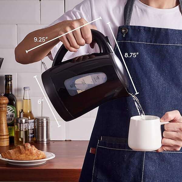 Elite Gourmet EKT8690 1.7L Electric Tea Kettle 1500W Hot Water Heater Boiler BPA-Free, Fast Boil, Water Level Window and Auto Shut-Off, Black - Image 6