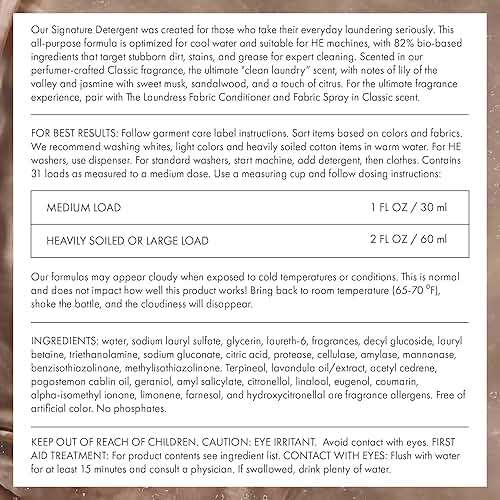 The Laundress Luxury Laundry Detergent, 31 Loads, Scented Signature Classic Fragrance, Concentrated Triple Enzyme Deep Cleaning and Targeted Stain Remover, 96% USDA Biobased Product - Image 9