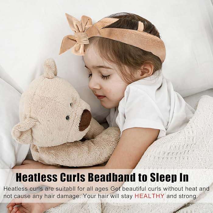 Heatless Velvet Hair Curlers to Sleep in Heatless Curls Overnight for Long Hair, No Heat Curling Rod Headband for Women All Hair Types -6 Pieces Set (Khaki) - Image 3