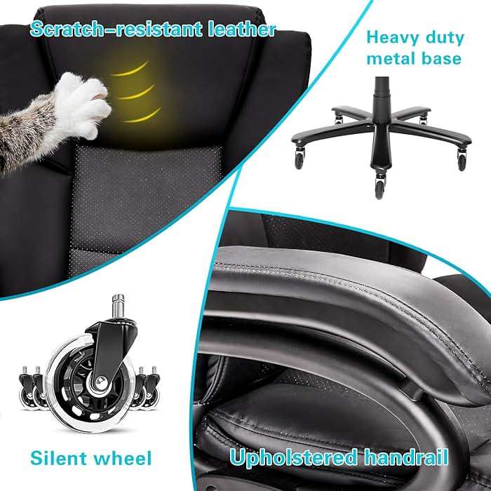 Indulgear 500lbs Big and Tall Office Chair, Heavy Duty Office Chair for Heavy People, High Back Executive Desk Chair with Adjustable Lumbar Support,Quiet Rubber Wheel,Pocket Spring Cushion - Image 8