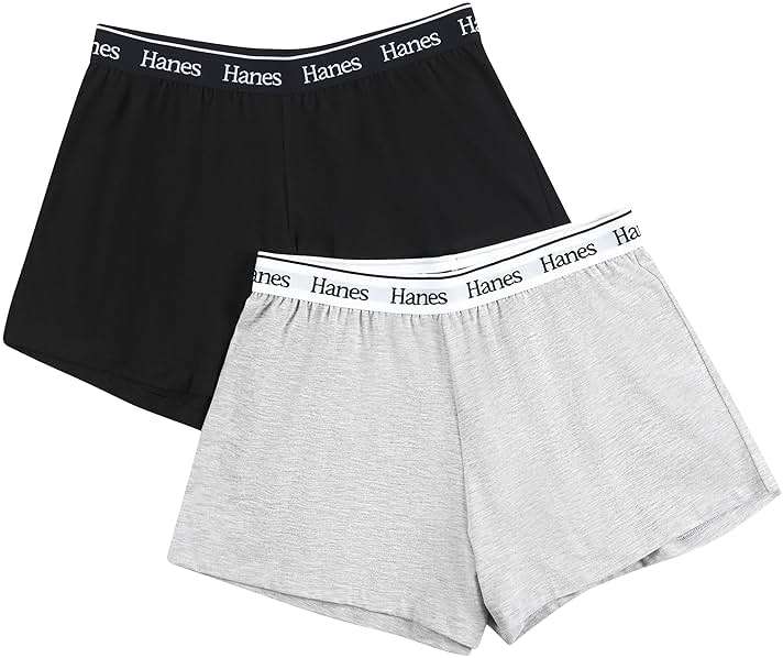 Hanes Womens Originals Pajama Shorts Pack, 2-Pack, Comfywear Pajamas for Women Set, Loungewear Clothing, Sleep Shorts - Image 1