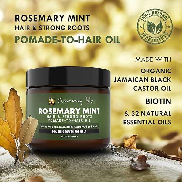 Sunny Isle Rosemary Mint Hair & Strong Roots Pomade - Biotin, Jamaican Black Castor Oil - 5 oz - Image 3