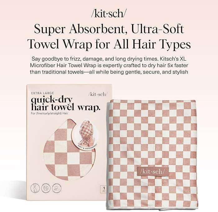 Kitsch Plush Microfiber Hair Towel Wrap for Women – Ultra Absorbent Microfiber Bath Towels for Wet, Curly, Long or Short Hair – Anti-Frizz Hair Wrap, Great Hair Care Gifts for Women - Image 2