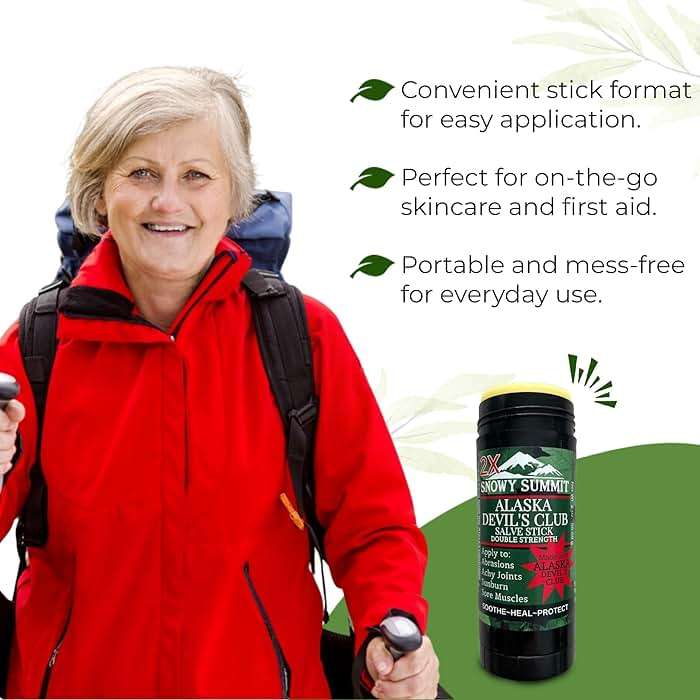 Snowy Summit Devil's Club 2X Salve Stick - All-Natural, Handcrafted Herbal Salve for Mess-Free Application - Muscle Rub In Stick Form with Light Herbal Scent and Portable Design - Image 3