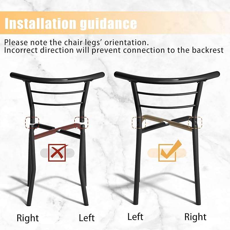 JUMMICO 3-Piece Wooden Round Table & Chair Set, Space Saving Kitchen Breakfast Nook Wood Grain Tabletop with Metal Frame and Built-in Wine Rack for Kitchen, Dining Room (Brown/Black) - Image 8