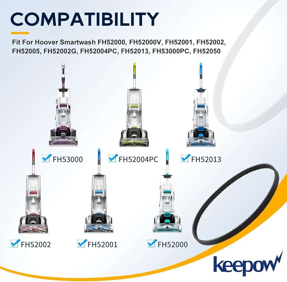 KEEPOW Vacuum Belt for Hoover Smartwash Automatic Carpet Cleaner FH52000, FH52000V, FH52001, FH52002, FH52005, FH52002G, FH52004PC, FH52013, FH53000PC, FH52050 (2 Pack) - Image 2