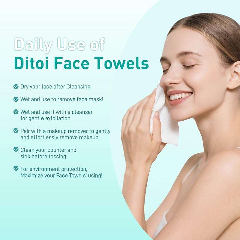 Face Towels, 10"×12" Disposable Face Towel, Face Towelettes XL, Ultra Soft Makeup Remover Dry Wipes, Thick Face Towel for Sensitive Skin, 50 Count (1 Pack) - Image 2