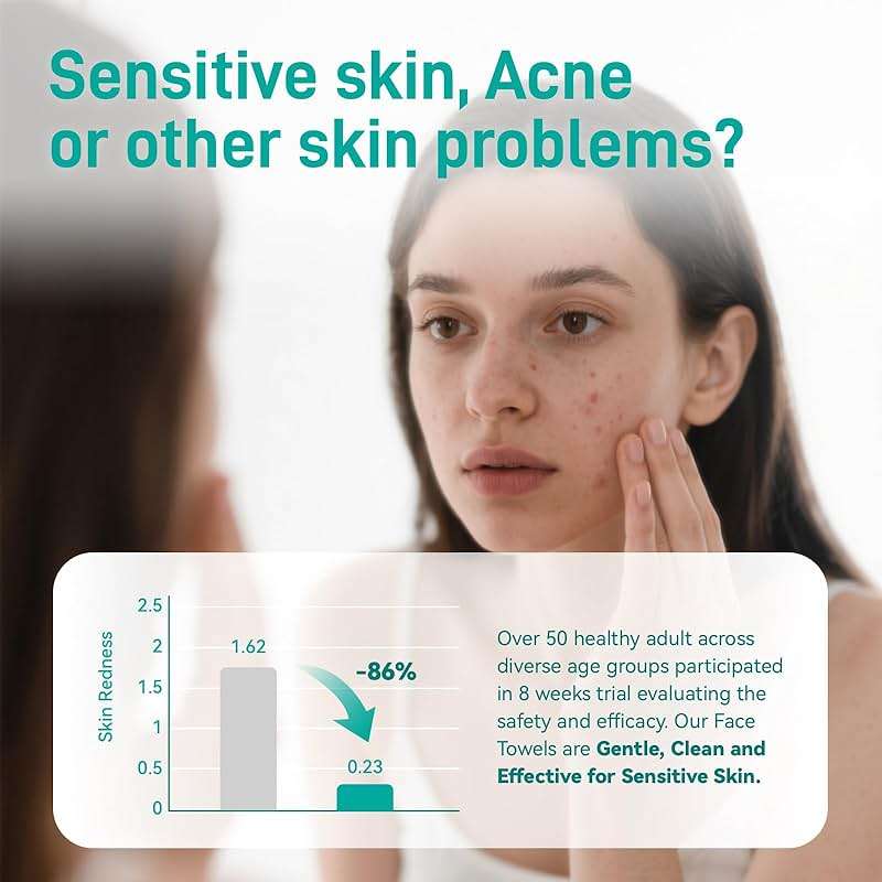 Face Towels, 10"×12" Disposable Face Towel, Face Towelettes XL, Ultra Soft Makeup Remover Dry Wipes, Thick Face Towel for Sensitive Skin, 50 Count (1 Pack) - Image 4