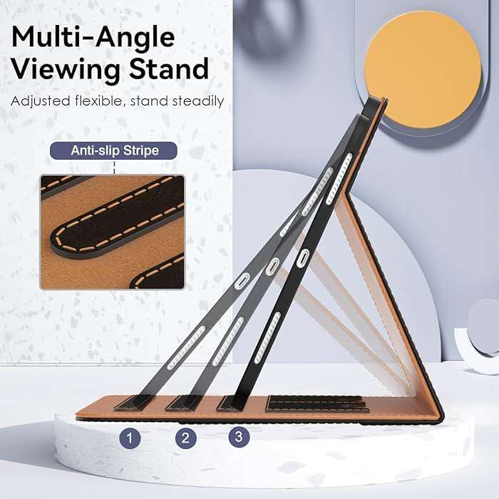 OKP Case for iPad A16 11th Generation 2025 / 10th Gen Case 2022, for 11 Inch / 10.9 Inch iPad Multi-Angle Viewing PU Leather Stand Cover with Pencil Holder & Pocket, Auto Sleep/Wake, Black Brown - Image 5