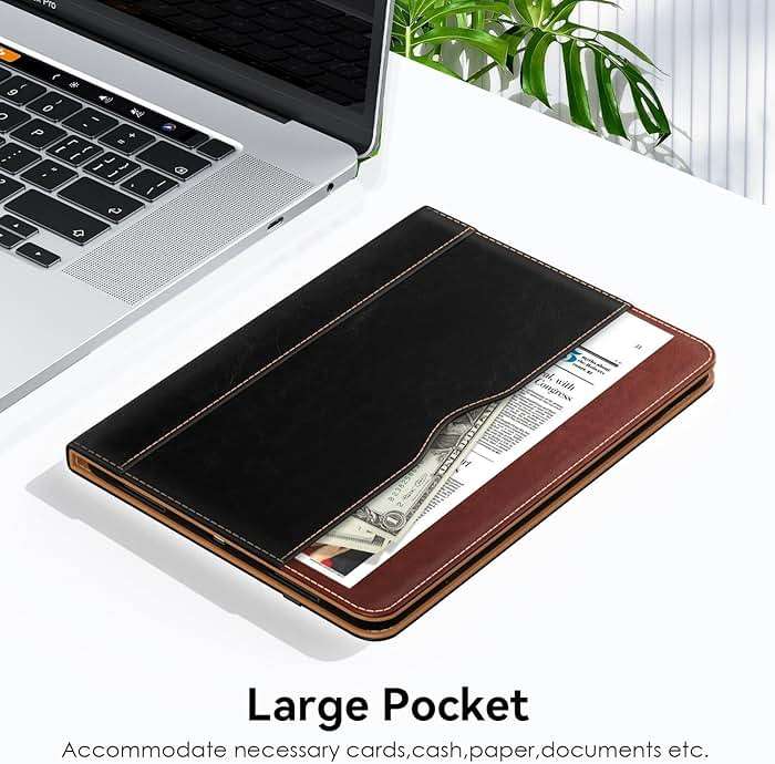 OKP Case for iPad A16 11th Generation 2025 / 10th Gen Case 2022, for 11 Inch / 10.9 Inch iPad Multi-Angle Viewing PU Leather Stand Cover with Pencil Holder & Pocket, Auto Sleep/Wake, Black Brown - Image 8