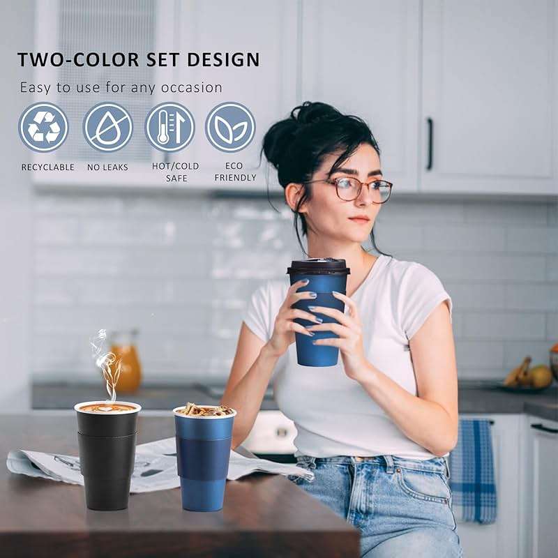 SIUQ 100 Pack 16 oz Disposable Coffee Cups with Lids and Sleeves, To Go Paper Cups, Hot & Cold Drinking Cups for Tea, Coffee, Water, Hot Chocolate, Paper Coffee Cups Ideal for Home,Cafes,Store - Image 4