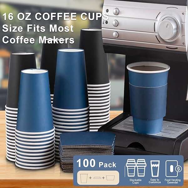 SIUQ 100 Pack 16 oz Disposable Coffee Cups with Lids and Sleeves, To Go Paper Cups, Hot & Cold Drinking Cups for Tea, Coffee, Water, Hot Chocolate, Paper Coffee Cups Ideal for Home,Cafes,Store - Image 6