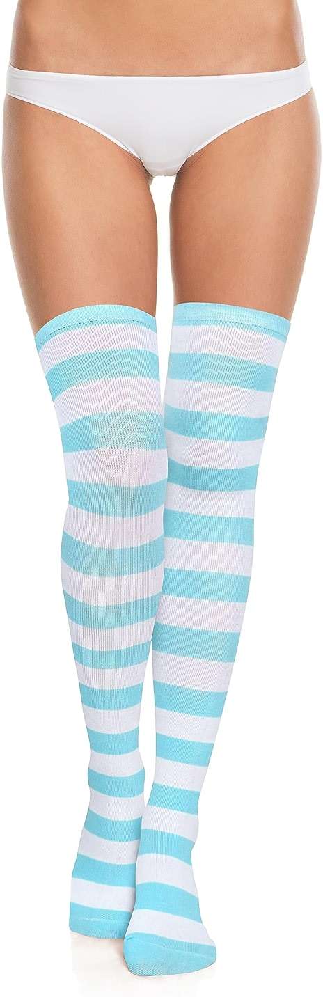 Violet Mist Striped Thigh High Socks Over The Knee High Socks for Women Extra Long Cotton Colorful Boot Novelty Stockings - Image 2