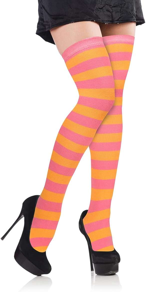 Violet Mist Striped Thigh High Socks Over The Knee High Socks for Women Extra Long Cotton Colorful Boot Novelty Stockings - Image 2