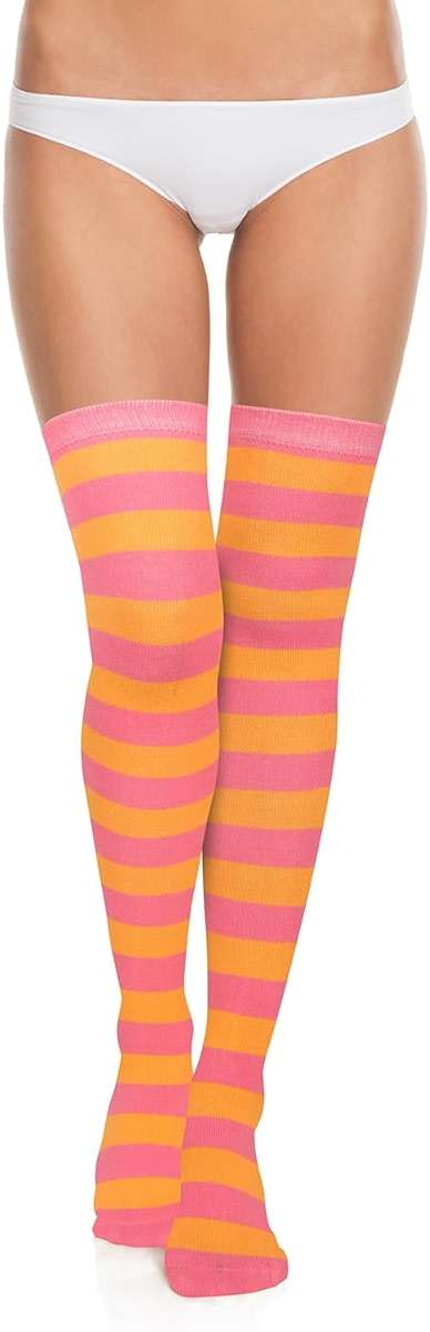 Violet Mist Striped Thigh High Socks Over The Knee High Socks for Women Extra Long Cotton Colorful Boot Novelty Stockings - Image 5