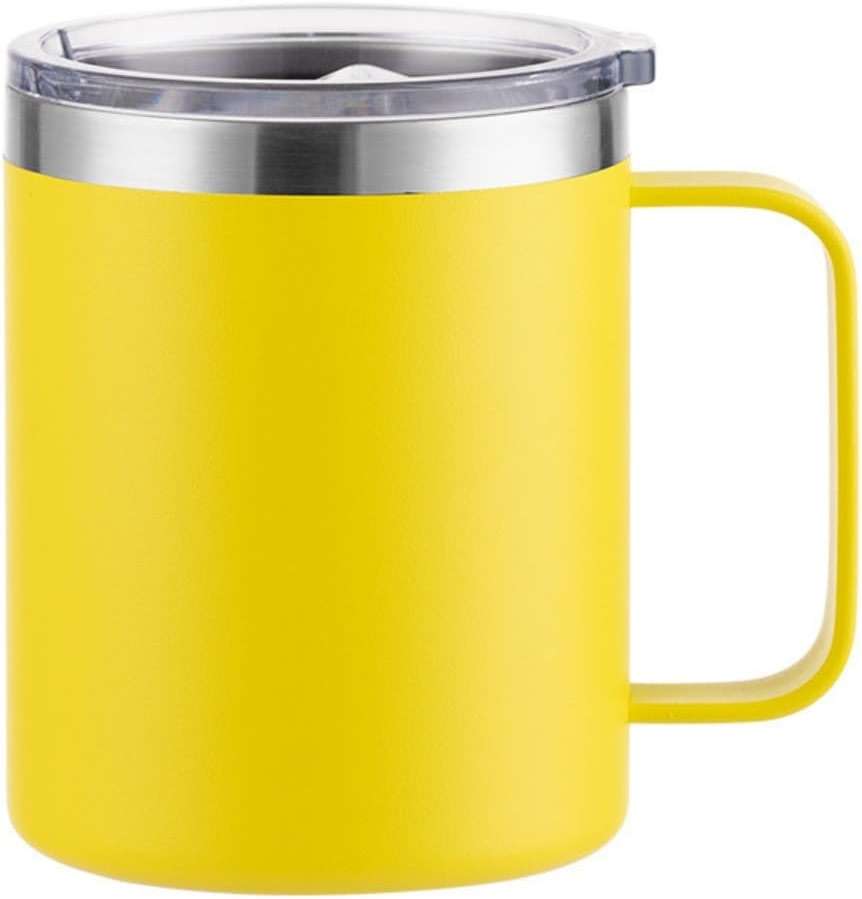 Gteller 12oz Coffee Mug With Handle, Double Wall Stainless Steel Insulated Lowball Tumbler Keeping Hot and Cold (Yellow) - Image 1