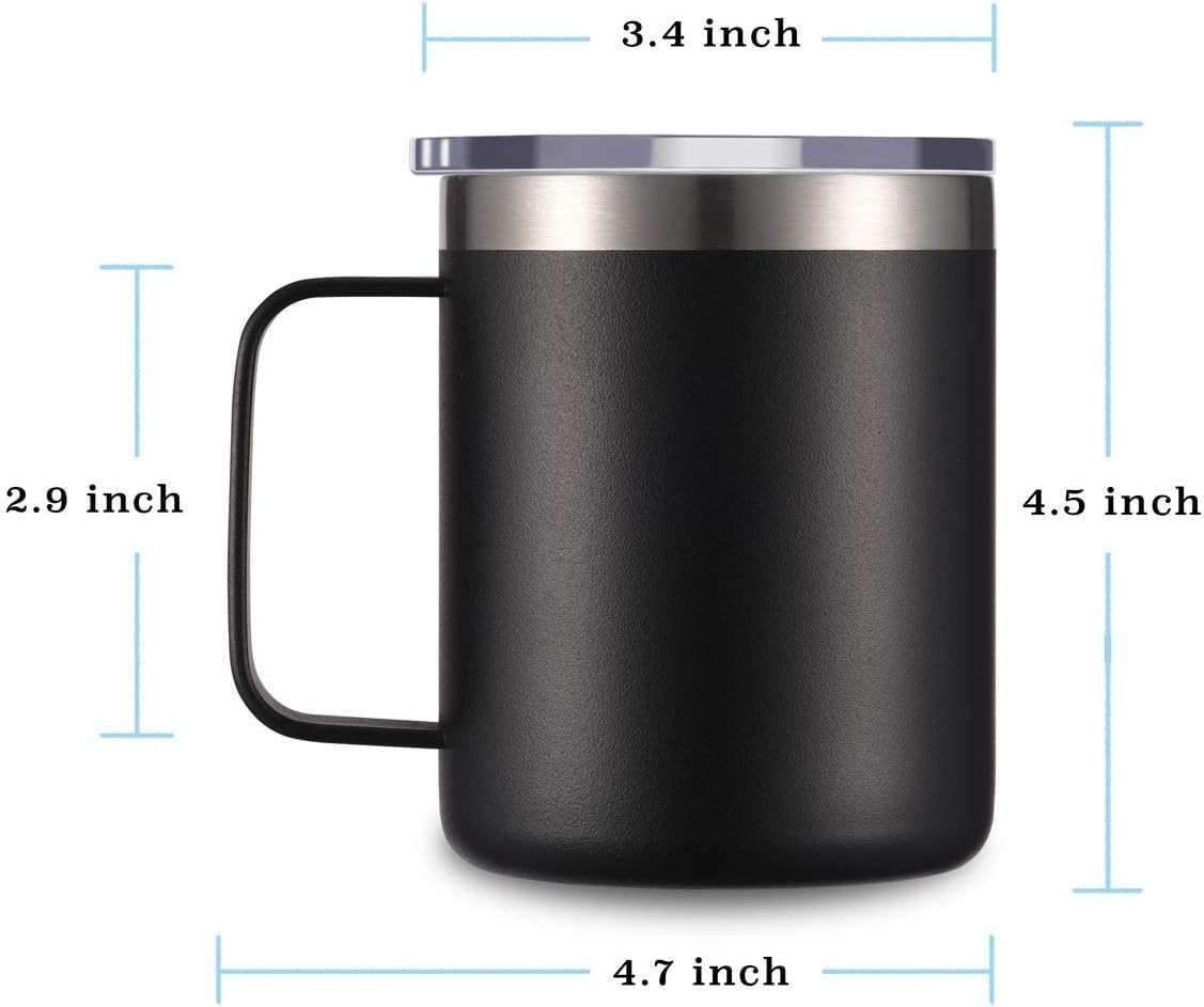 Gteller 12oz Coffee Mug With Handle, Double Wall Stainless Steel Insulated Lowball Tumbler Keeping Hot and Cold (Yellow) - Image 3