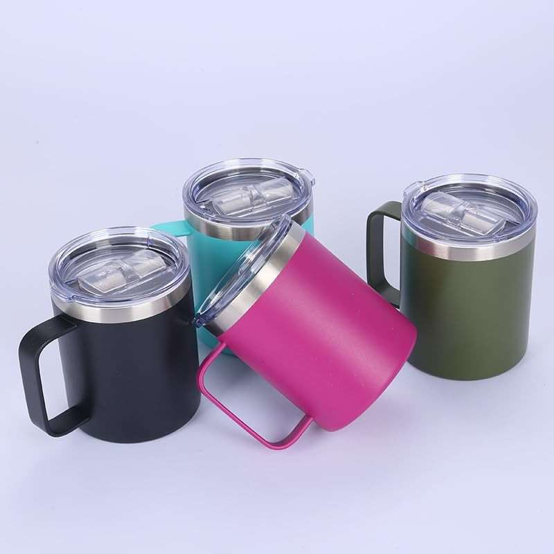 Gteller 12oz Coffee Mug With Handle, Double Wall Stainless Steel Insulated Lowball Tumbler Keeping Hot and Cold (Yellow) - Image 8