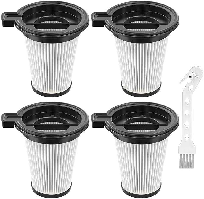 4 Pack Replacement Filters Compatiable with Wyze Cordless Vacuum Cleaner, Removable and Washable HEPA Filter Accessories Part Set with 1 Cleaning Brush for Wyze Handheld Cordless Vacuum Cleaner - Image 1