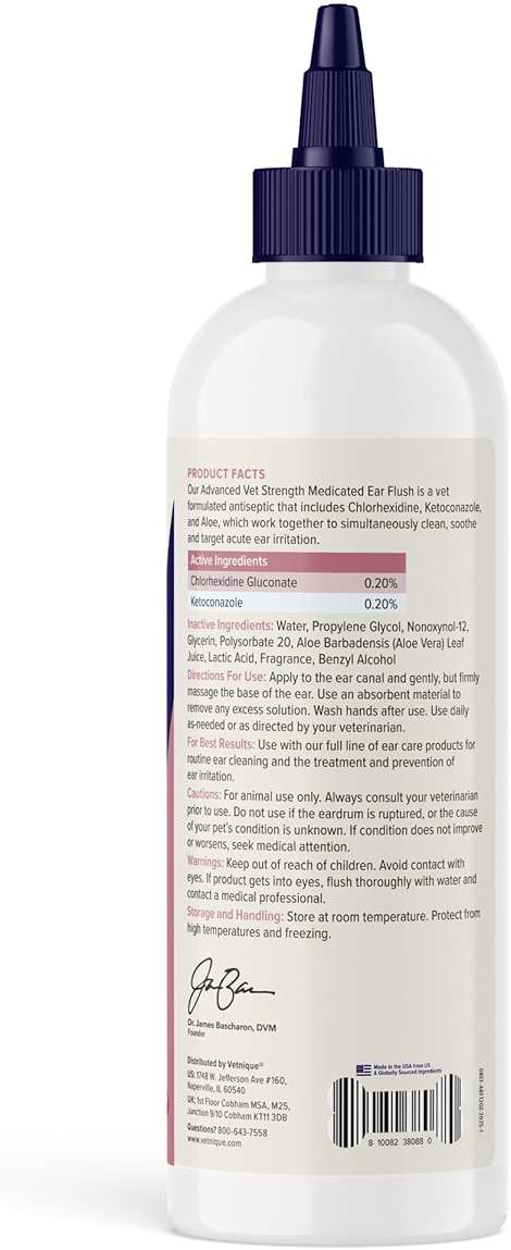 Vetnique Oticbliss Dog Ear Infection Treatment Flush & Ear Cleaner for Dogs & Cats, Antiseptic Antifungal with 0.2% Chlorhexidine and 0.2% Ketoconazole, Medicated Wash for Yeasty Smell, Floppy Ears - Image 3