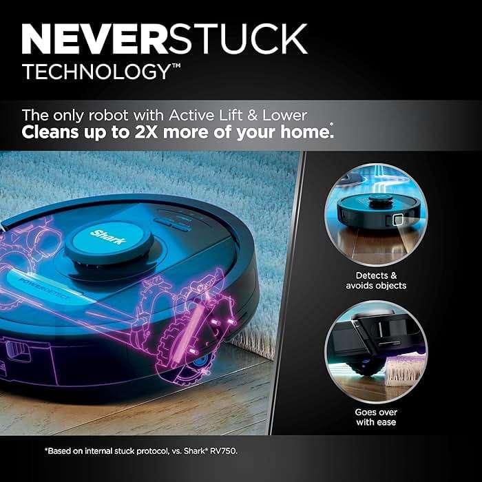 Shark PowerDetect Self-Empty Robot Vacuum with NeverStuck Technology, Auto Deep-Clean Carpets & Hardfloors, 30 Day Capacity HEPA Bagless Base, for Pet Hair, WiFi Black, AV2820S - Image 9