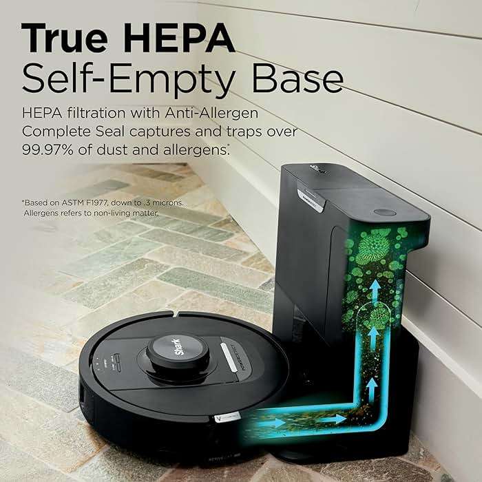 Shark PowerDetect Self-Empty Robot Vacuum with NeverStuck Technology, Auto Deep-Clean Carpets & Hardfloors, 30 Day Capacity HEPA Bagless Base, for Pet Hair, WiFi Black, AV2820S - Image 10