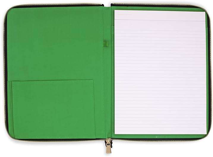 Kate Spade New York Vegan Leather Padfolio, Zipper Portfolio with 8.5" x 11" Writing Pad, Document Organizer for Business, Modern Leopard - Image 3