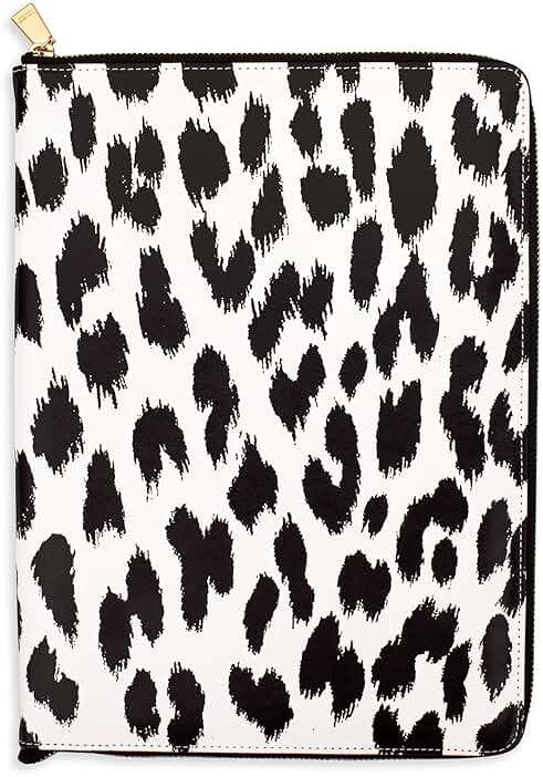 Kate Spade New York Vegan Leather Padfolio, Zipper Portfolio with 8.5" x 11" Writing Pad, Document Organizer for Business, Modern Leopard - Image 4