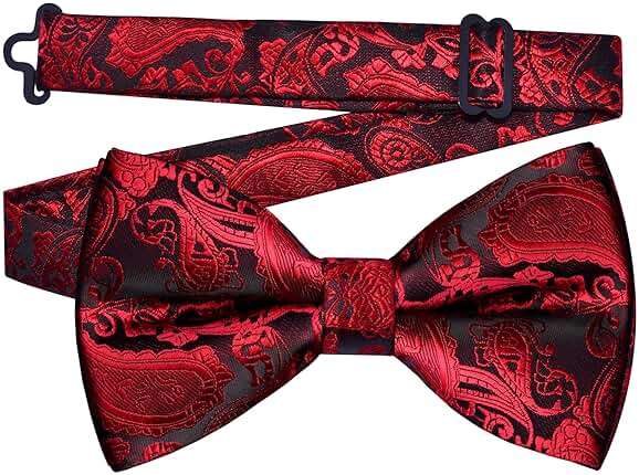 GUSLESON Mens Paisley Bow Tie Handkerchief Jacquard Woven Adjustable Pre-Tied Bowties Pocket Square Cufflinks Set - Image 3