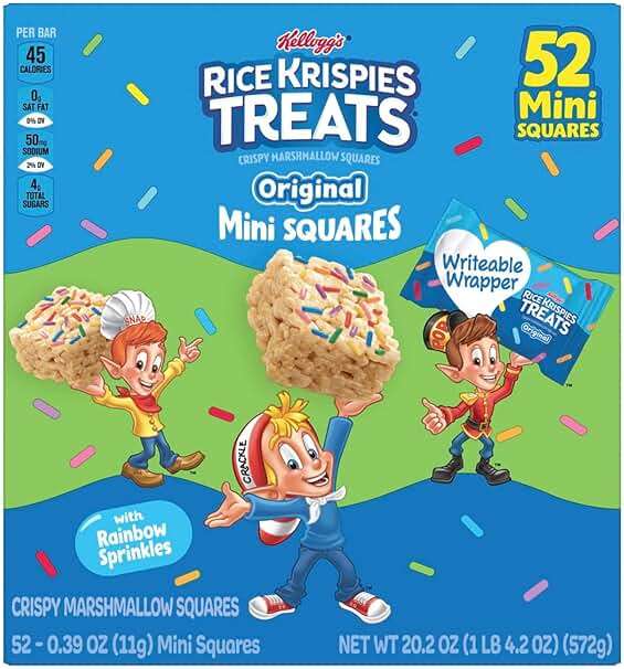 Rice Krispies Treats Mini Squares, Original with Rainbow Sprinkles (52 ct.) - Image 3