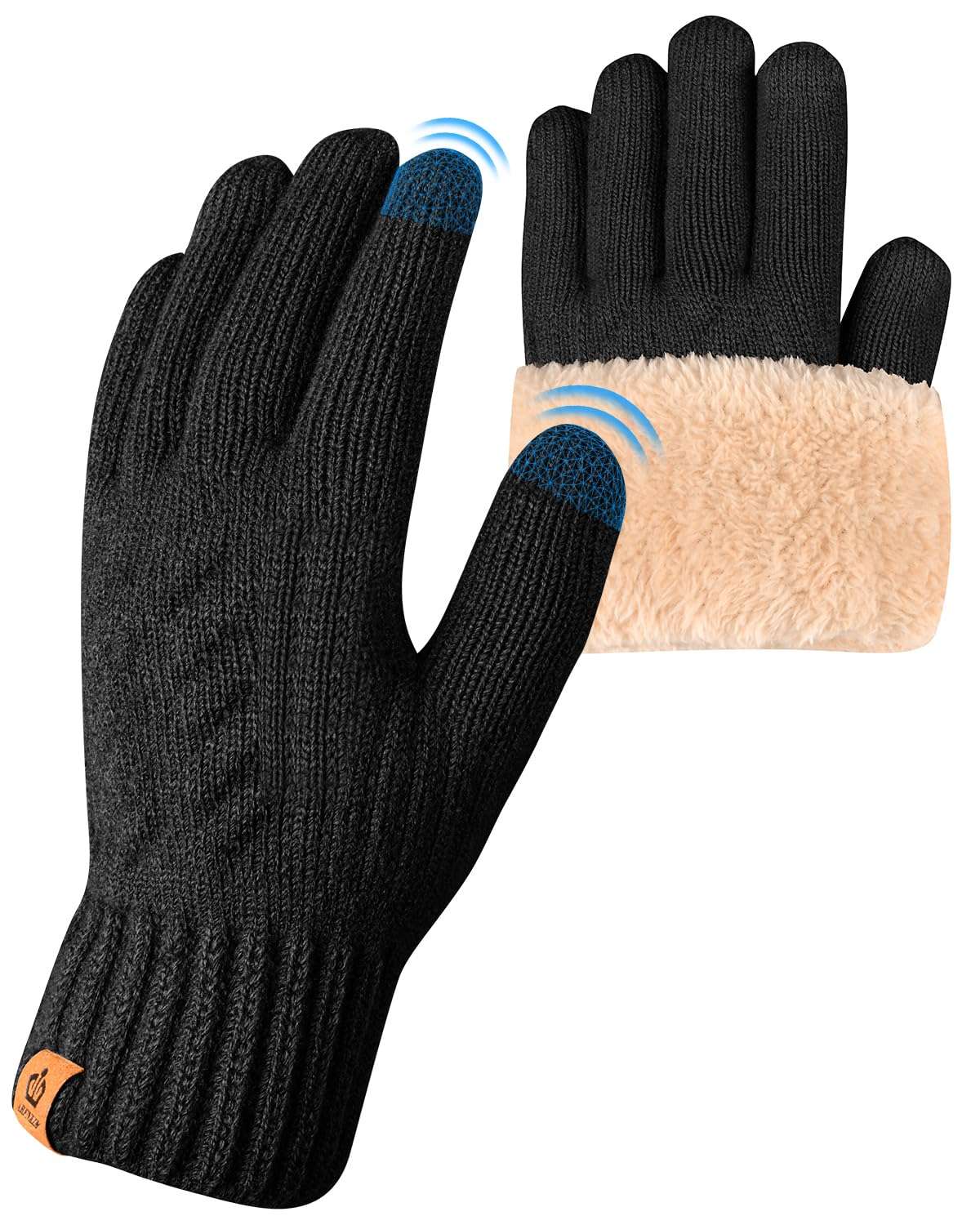 ARFNKIM Thermal Winter Gloves-Fleece Lining Touch Screen Knit Stretchy Warm Gloves for Running Cycling Riding- Men Women - Image 1