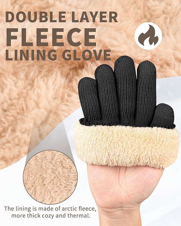 ARFNKIM Thermal Winter Gloves-Fleece Lining Touch Screen Knit Stretchy Warm Gloves for Running Cycling Riding- Men Women - Image 2