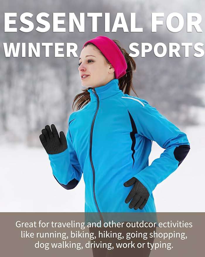 ARFNKIM Thermal Winter Gloves-Fleece Lining Touch Screen Knit Stretchy Warm Gloves for Running Cycling Riding- Men Women - Image 7