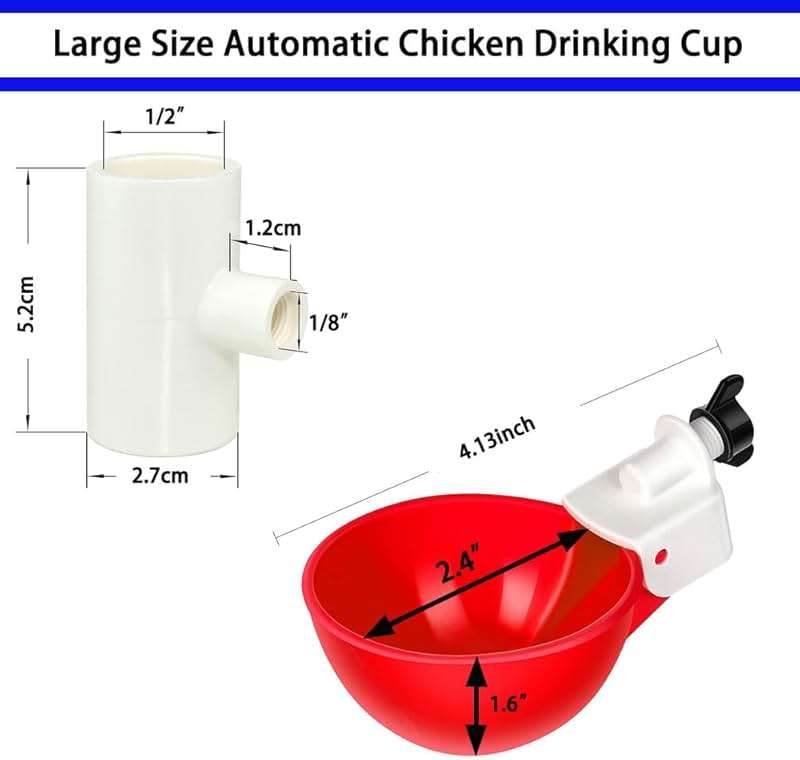 Complete Set Pipeline Automatic Chicken Watering System, 1/2" PVC Tee Fittings & PVC Pipe & Garden Hose, Chicken Water Cups, Poultry Waterer, Automatic Chicken Waterer, Chicken Nipple Waterer - Image 4