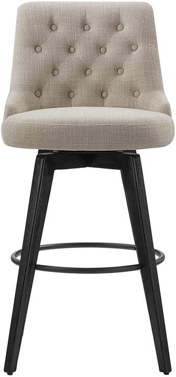 Watson & Whitely Bar Stools, 360° Swivel Upholstered Bar Stool with Back, 30" H Bar Height Barstools, Set of 2, Performance Fabric in Tan - Image 6