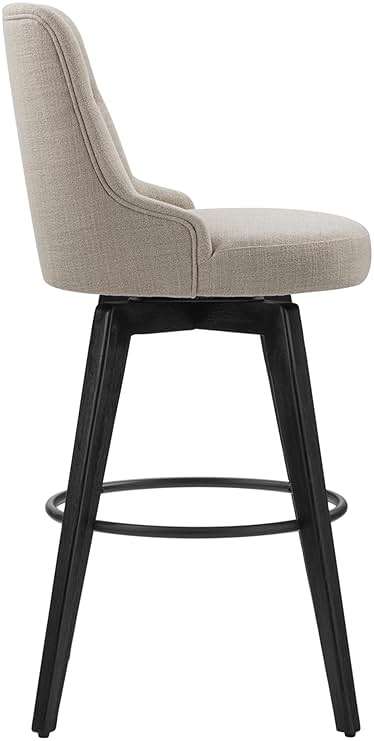 Watson & Whitely Bar Stools, 360° Swivel Upholstered Bar Stool with Back, 30" H Bar Height Barstools, Set of 2, Performance Fabric in Tan - Image 7